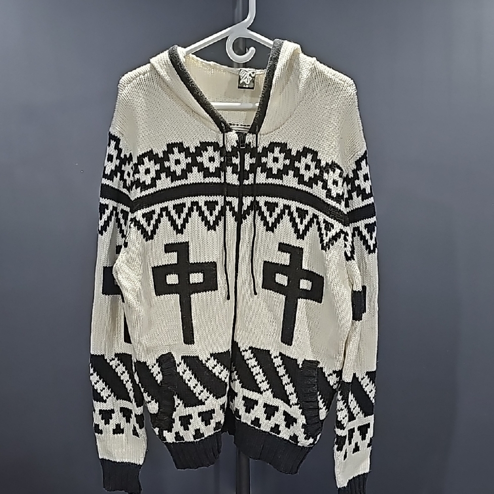 Tribal Pattern Hooded Sweater